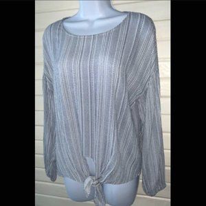 Everly Long Sleeve Blue and White Blouse (Size M)